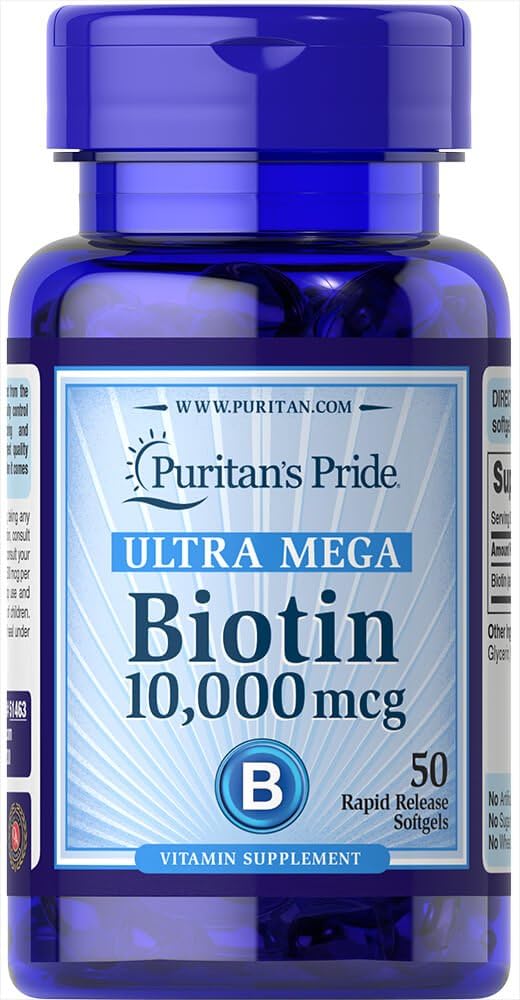 Puritan's Pride Ultra Mega Biotin 10,000 mcg, 50 Tablets - görsel 1