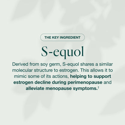 EQUELLE Multi-Symptom Perimenopause & Menopause Relief – Hormone-Free, Plant-Based S-Equol – 60 Tablets (1 Month Supply)