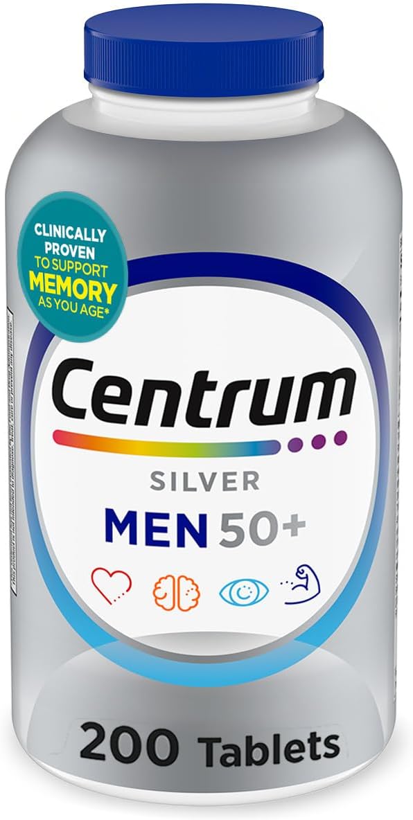 Centrum Silver Men's 50+ Multivitamin with Vitamin D3, B Vitamins, Zinc - 200 Tablets - görsel 1