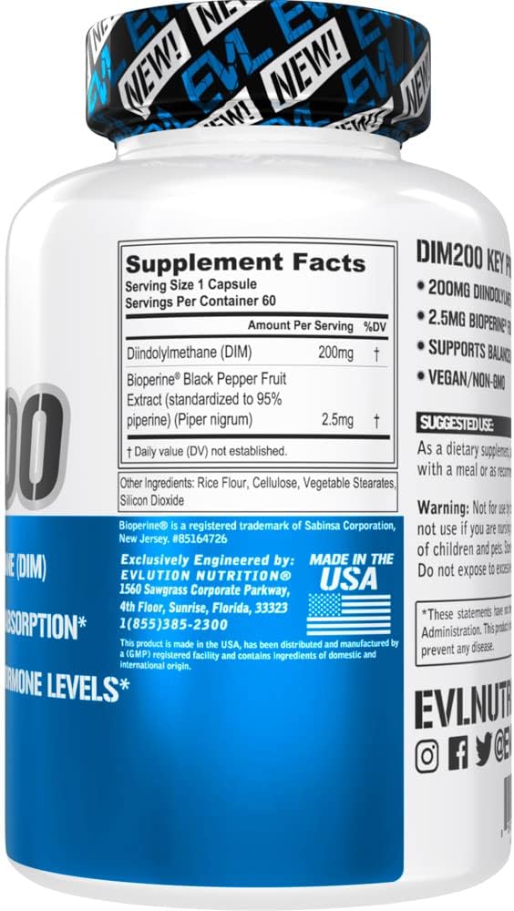 EVL Diindolylmethane (DIM) 200mg - Advanced Hormone Balance Supplement for Men with Bioperine - görsel 2
