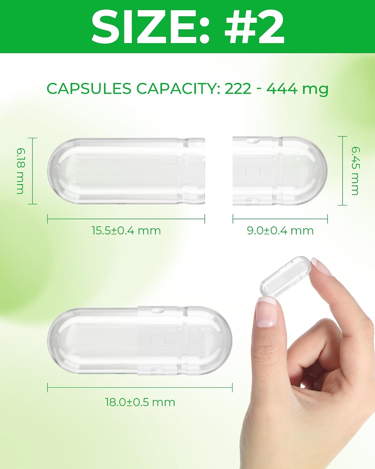 Vegan Empty Capsules Size 2 Plant-Based Clear (100 Count) Gluten-free, Non-GMO, Halal-certified Capsule Filling Kit with 2 Spoons for Vegetarian DIY Your Own Supplements - görsel 8