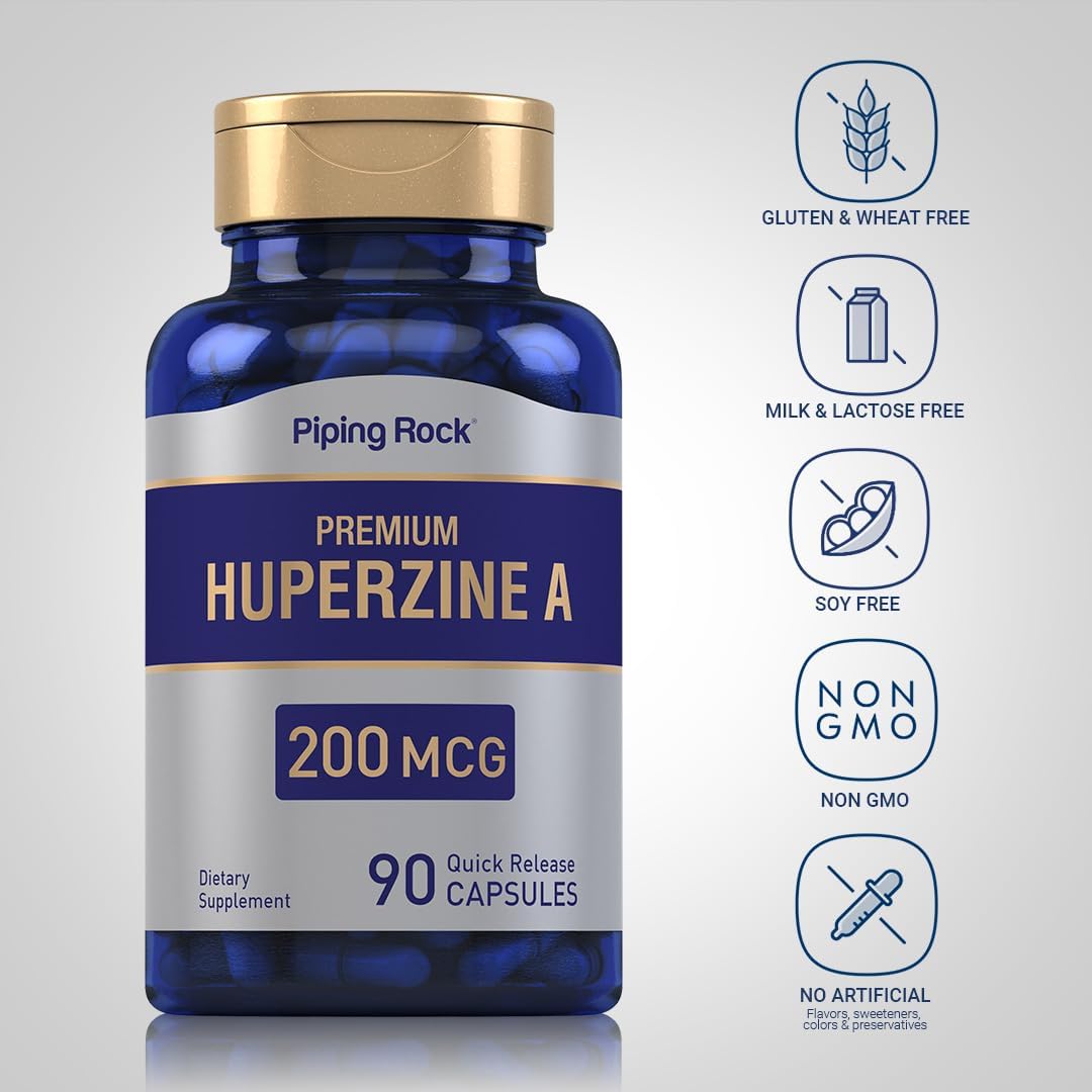Piping Rock Huperzine A Supplement, 200mcg, 90 Fast Release Capsules, Non-GMO and Gluten-free - görsel 3