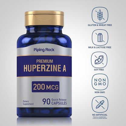 Piping Rock Huperzine A Supplement, 200mcg, 90 Fast Release Capsules, Non-GMO and Gluten-free