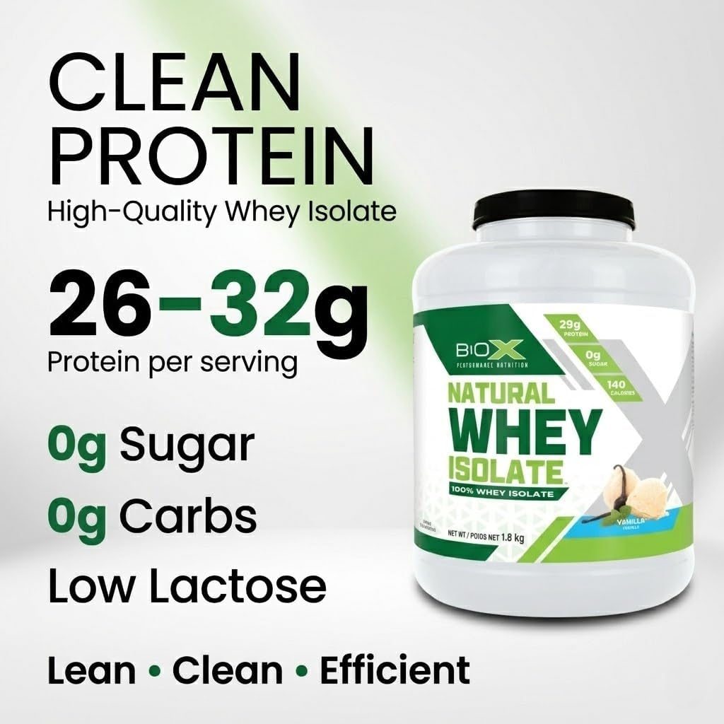 BioX Natural Whey Isolate - Unflavoured Whey Protein Isolate Powder - 32g Protein, Sugar Free, Carb Free, Low Lactose - 1.8kg - görsel 7