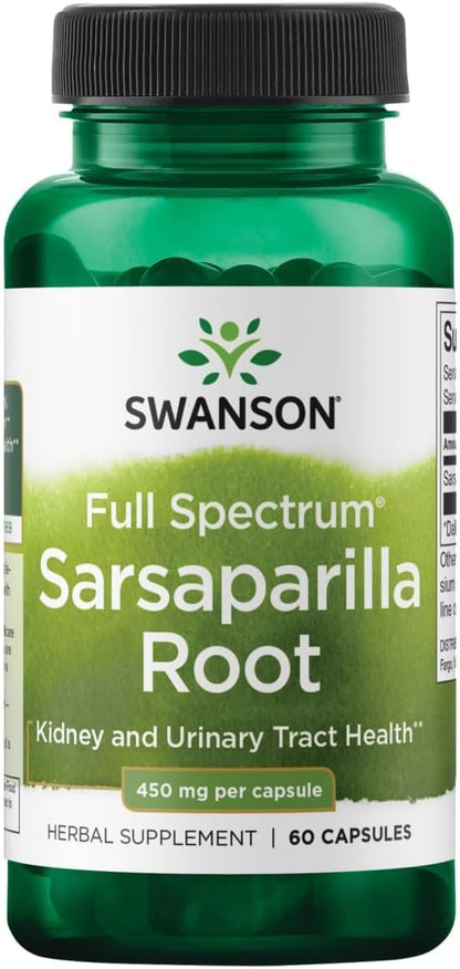 Swanson Sarsaparilla Root – 60 Capsules, 450mg Each