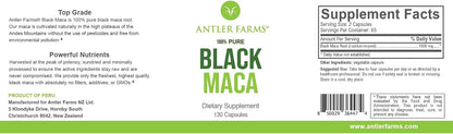 Antler Farms 100% Pure Black Maca Root – 130 Capsules, 1500 mg