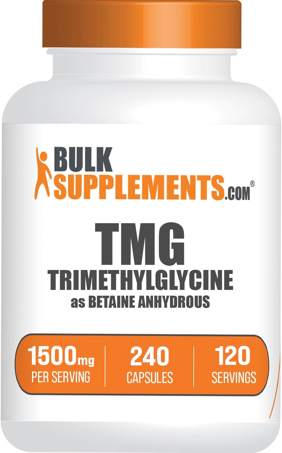 BulkSupplements.com TMG Capsules – Trimethylglycine as Betaine Anhydrous, 1500mg per Serving, 240 Capsules - görsel 1