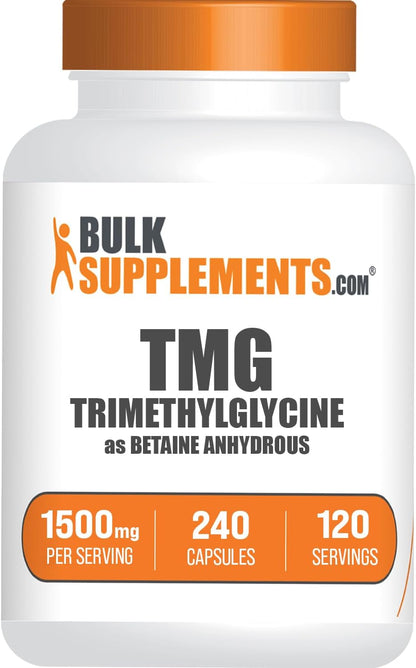 BulkSupplements.com TMG Capsules – Trimethylglycine as Betaine Anhydrous, 1500mg per Serving, 240 Capsules