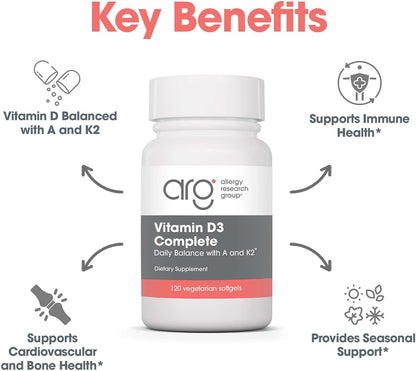 Allergy Research Group Vit D3 Complete - 120 Veggie Soft gel capsules