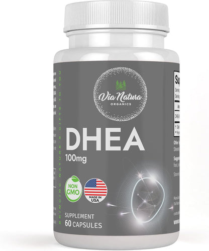 DHEA 100mg | Non-GMO | Gluten-free Supplement | 60 Capsules