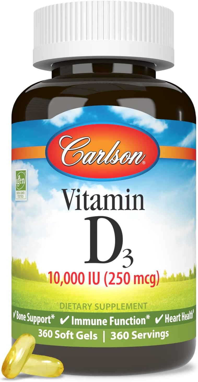 Carlson Vitamin D3 10,000 IU (250 mcg), Cholecalciferol, Bone & Immune Health, 360 Soft Gels - görsel 5