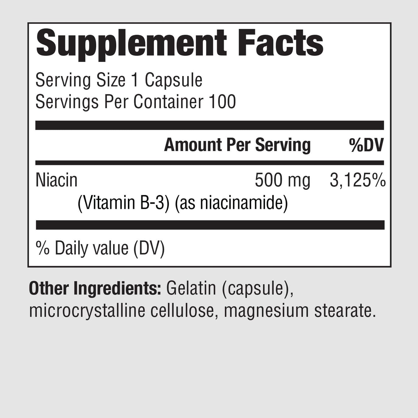 PureFormulas Niacinamide 500 mg - 100 Capsules, High Strength Vitamin B3 Supplement, Non-Flushing - görsel 2