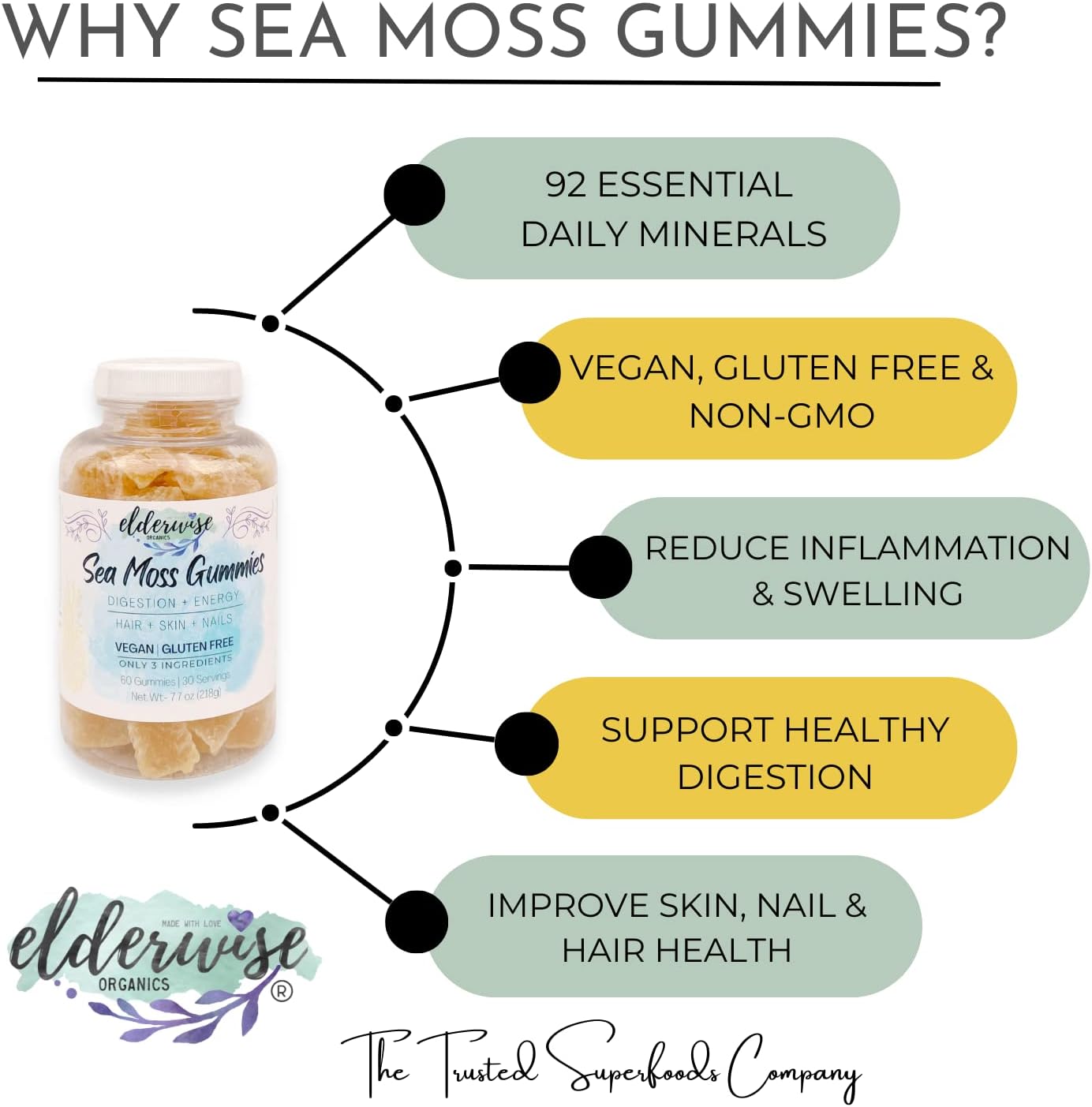 Elderwise Organics Sea Moss Gummies | 3 Ingredients, Vegan, Gluten-Free - görsel 4