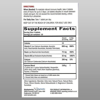 Vymune Amino-Acid Advanced Immune Support Supplement – Berry Flavoured Meltaway Tablets