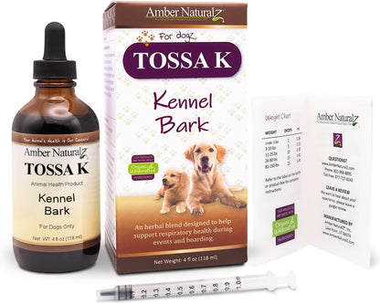 Amber NaturalZ Tossa K Kennel Bark Herbal Supplement for Dogs – Respiratory Support, 118 ml