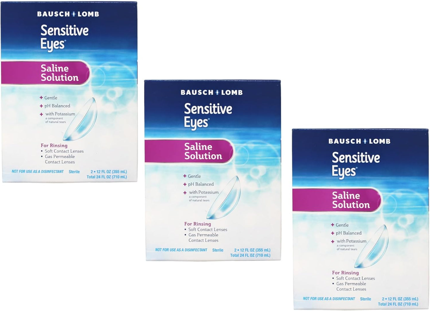 Bausch + Lomb Sensitive Eyes Plus Saline Solution, 710 ml (Pack of 3) - görsel 1