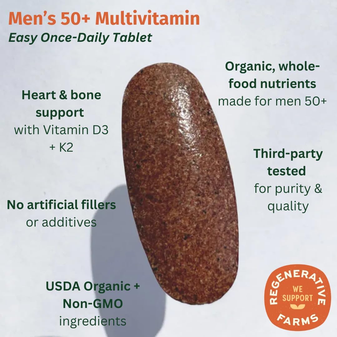 Once Daily Multivitamin for Men 50+, 19 Vitamins from Herbs & Superfoods, Supports Prostate Health, Energy Levels and Strong Bones, 60 Tablets - görsel 3