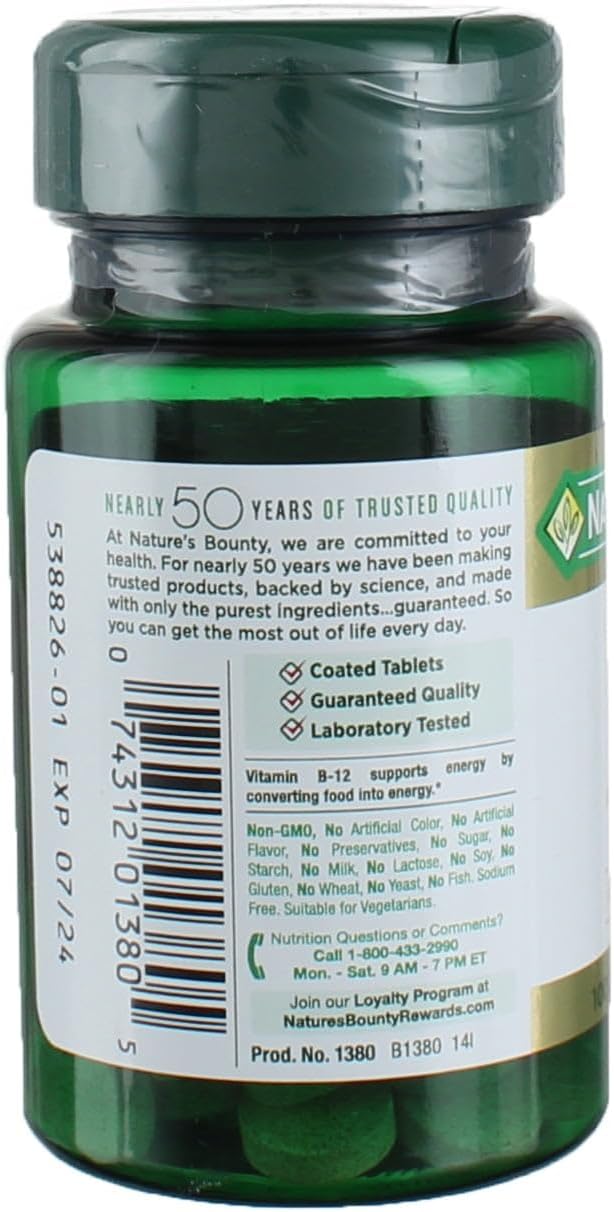 Nature's Bounty Vitamin B-12 1000 mcg Tablets, 100 Count (Pack of 9) - görsel 2