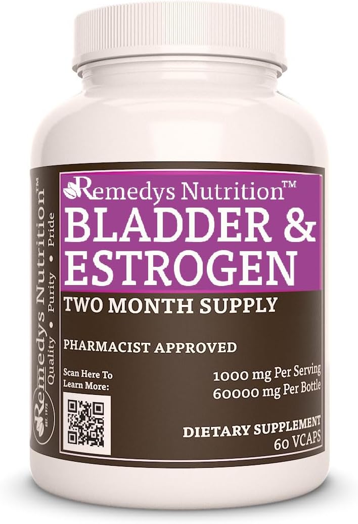 Bladder and Oestrogen Capsules | 1,000 mg, 60 Vegan Capsules | Two Month Supply | Blend Includes Chamomile, Red Clover & Burdock - görsel 1