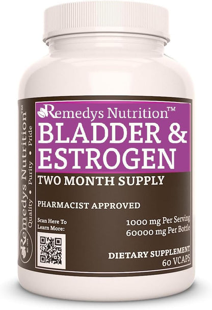 Bladder and Oestrogen Capsules | 1,000 mg, 60 Vegan Capsules | Two Month Supply | Blend Includes Chamomile, Red Clover & Burdock