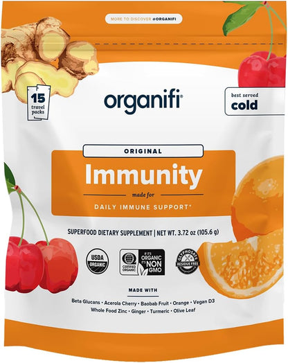 Organifi Immunity - Organic Superfood Immune Support - 15 Single Serve Sachets