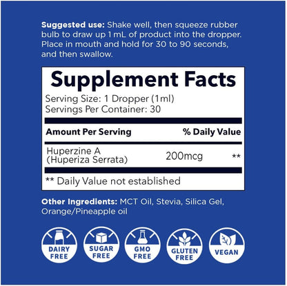 Nano HUPERZINE A – Nanosized Liquid for Rapid Absorption & Mental Clarity