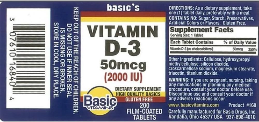 Natural Vitamin D-3 2000 IU - 200 Film-Coated Tablets, Pack of 2 - görsel 3
