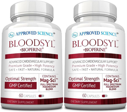 Approved Science Bloodsyl - Blood Pressure Support Supplement - Supports Blood Pressure Levels Already Within Normal Range - Hawthorn Berry, Garlic, Magnesium and Hibiscus Capsules - Vegan - 180 Capsules, 3 Months