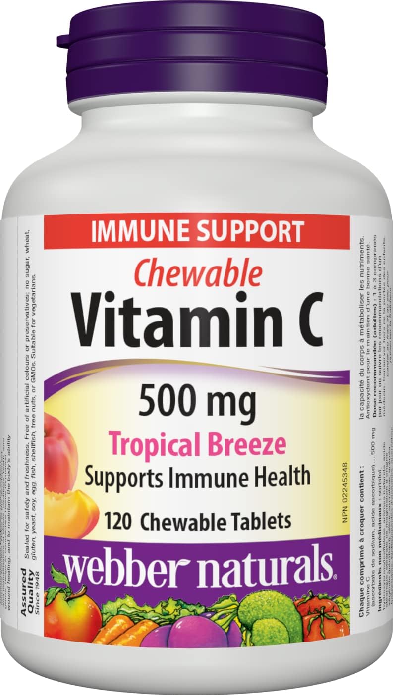 Webber Naturals Vitamin C Chewable 500 mg, Tropical Breeze - 120 Tablets - görsel 1
