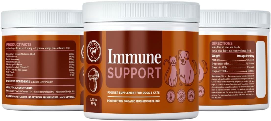 Live Well Dog Mushroom Blend Powder Food Topper 6.35oz (300g) - görsel 6