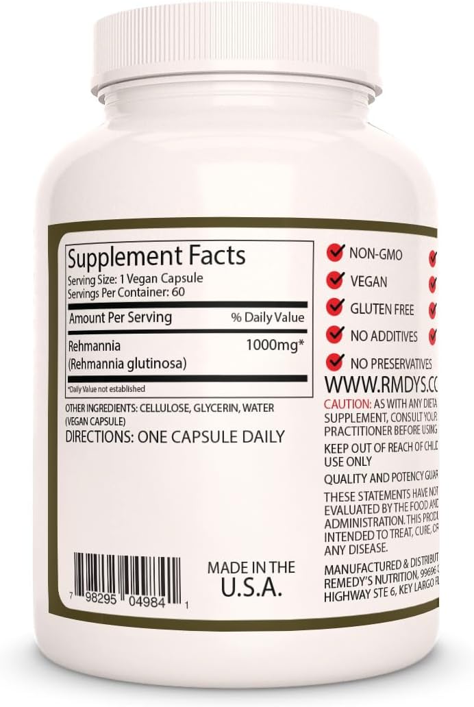 Rehmannia Root - 1,000 mg, 60 Vegan Capsules Herbal Food Supplement - 2 Month Supply - görsel 2