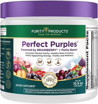 Purity Products Perfect Purples Powder - Phytonutrient Rich Healthy Ageing Supplement with P40p Pomegranate Extract - 30 Day Supply