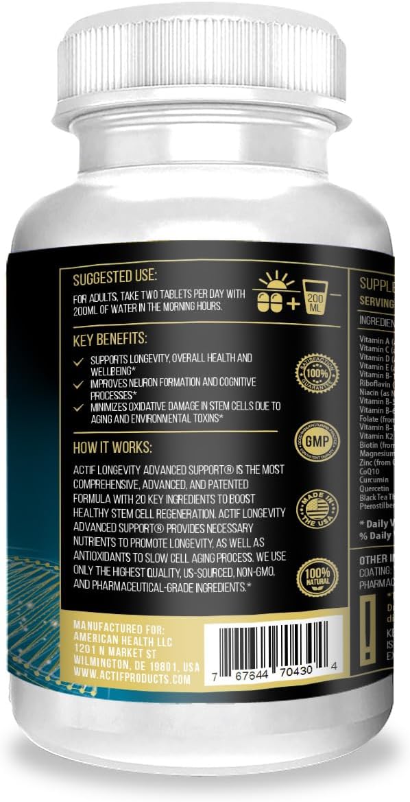 ACTIF Longevity Advanced Support - 20 Factors, Non-GMO, 2-Month Supply - görsel 2