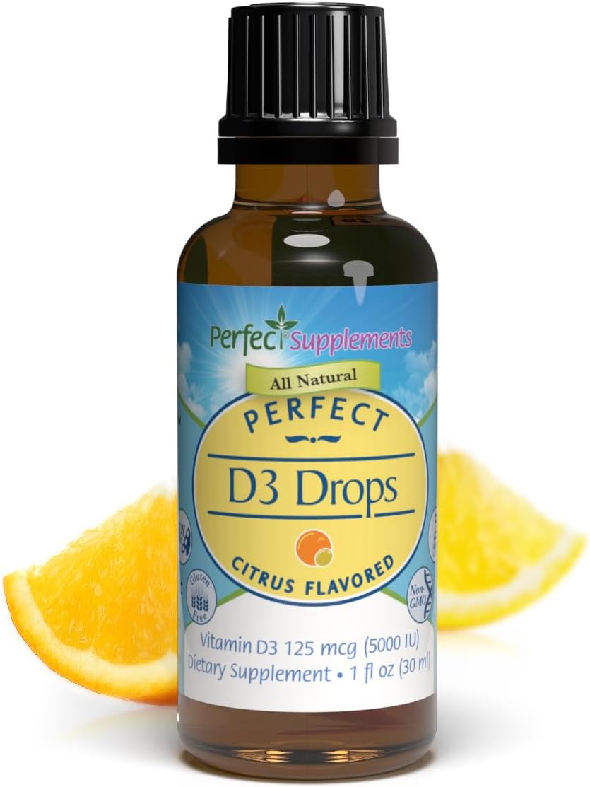 Perfect Supplements Vitamin D3 Drops – 1 fl oz (30 ml) – 5,000 IU per Serving - görsel 1