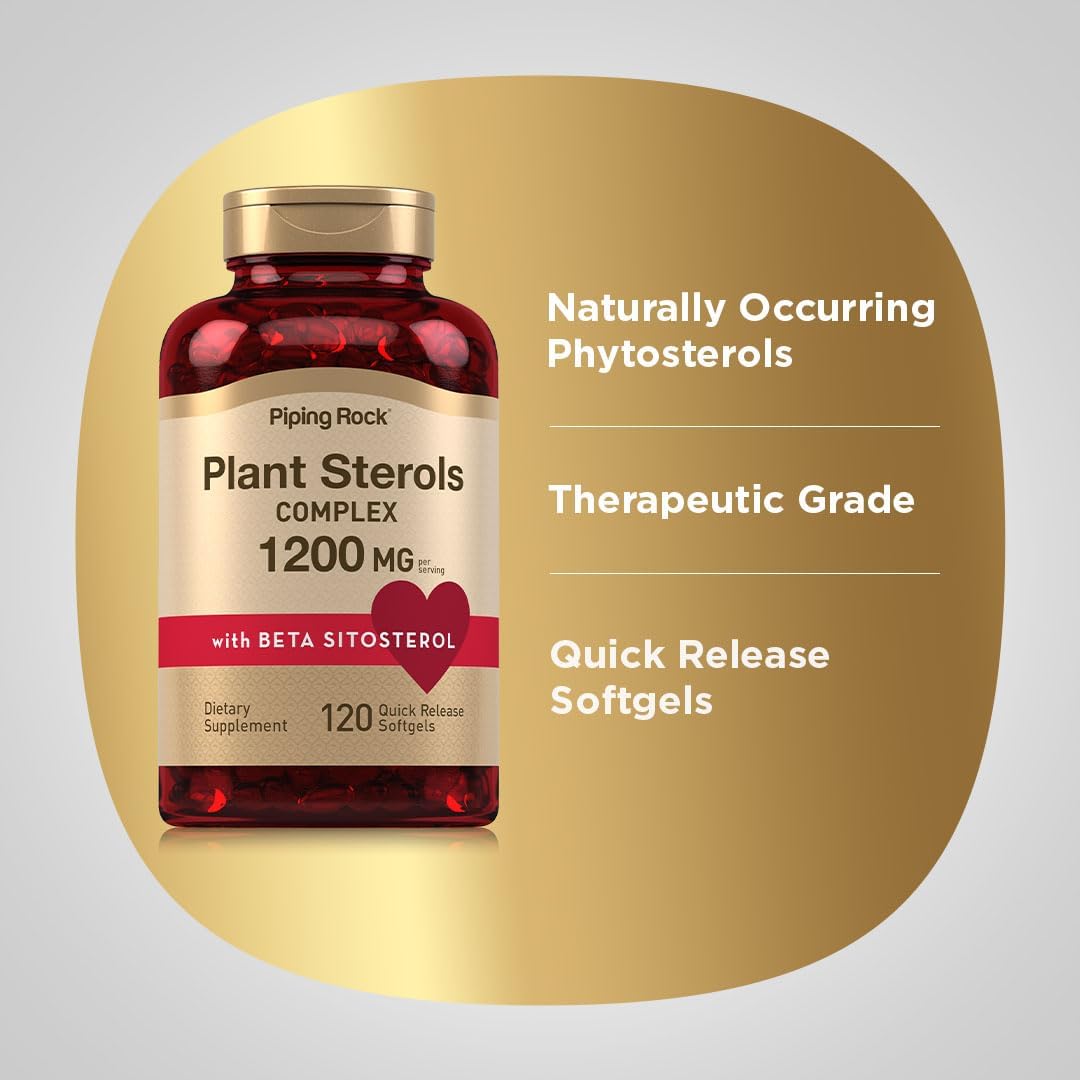 Piping Rock Plant Sterols Supplement | 1200 mg | 120 Softgels | with Beta Sitosterol | Phytosterol Complex | Non-GMO, Gluten-free - görsel 4