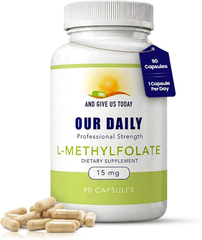 Our Daily Vites L-Methylfolate 15mg – Active 5-MTHF Methylated Folate Supplement, 90 Capsules
