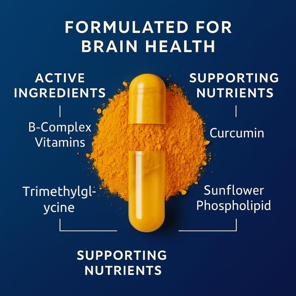 Divine Health Brain Zone Basic – Active B-Vitamins, Trimethylglycine, Curcumin – 120 Capsules - görsel 3
