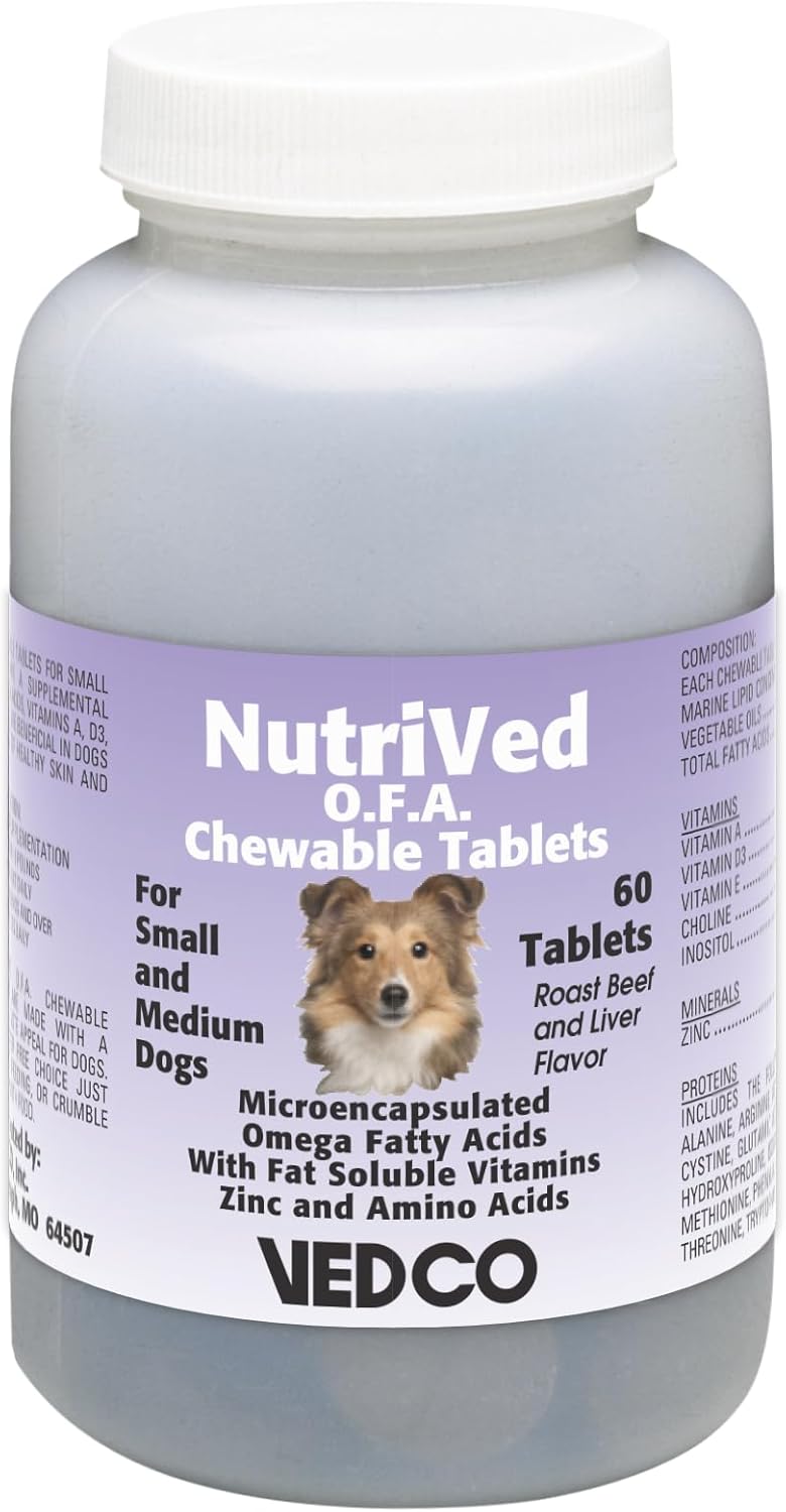 Vedco 60 Count Nutri-Ved O.F.A. Chewable Tablets for Small and Medium Dogs - görsel 1