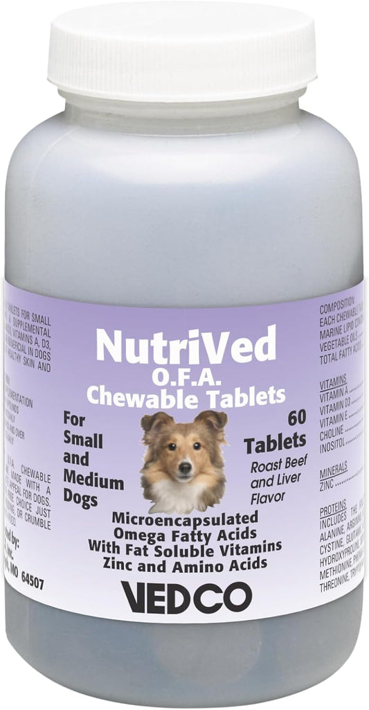 Vedco 60 Count Nutri-Ved O.F.A. Chewable Tablets for Small and Medium Dogs