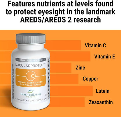 ScienceBased Health MacularProtect AREDS 2 Formula – Eye Health Supplement with Lutein, Zeaxanthin & B Vitamins – 60 Capsules