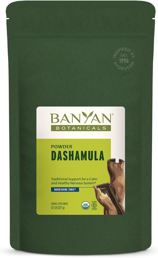 Banyan Botanicals Dashamula Powder – Calming Ayurvedic Formula – Organic Stress Supplement (227g)