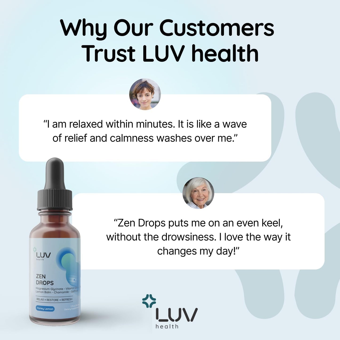 LUV Zen Drops: Food Supplement with Magnesium Glycinate, Vitamin D3, Lemon Balm, Chamomile, Saffron, L-Theanine – Vegan, Non-GMO, 30 Servings - görsel 5