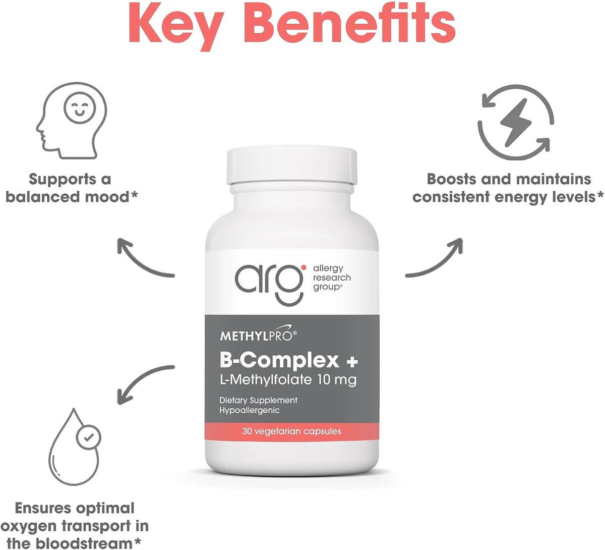 MethylPro B Complex + L-Methylfolate 10 mg - Bio-available Methylated Vitamin Blend - Supports Energy and Psychological Function - 30 Capsules - görsel 4