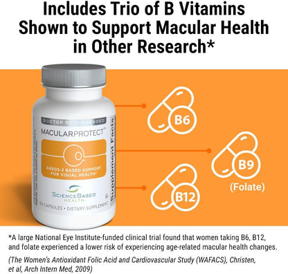 ScienceBased Health MacularProtect AREDS 2 Formula – Eye Health Supplement with Lutein, Zeaxanthin & B Vitamins – 60 Capsules