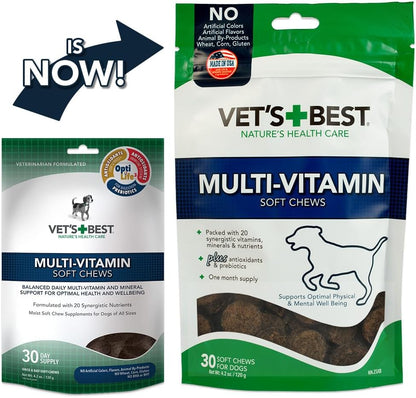 Vet's Best Multivitamin Soft Chews for Dogs - Supports Physical and Mental Health - 30 Day Supply