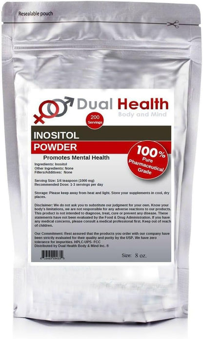 Dual Health Body & Mind Inositol Powder (227 g) - Pure Vitamin B8, 1000mg per Serving