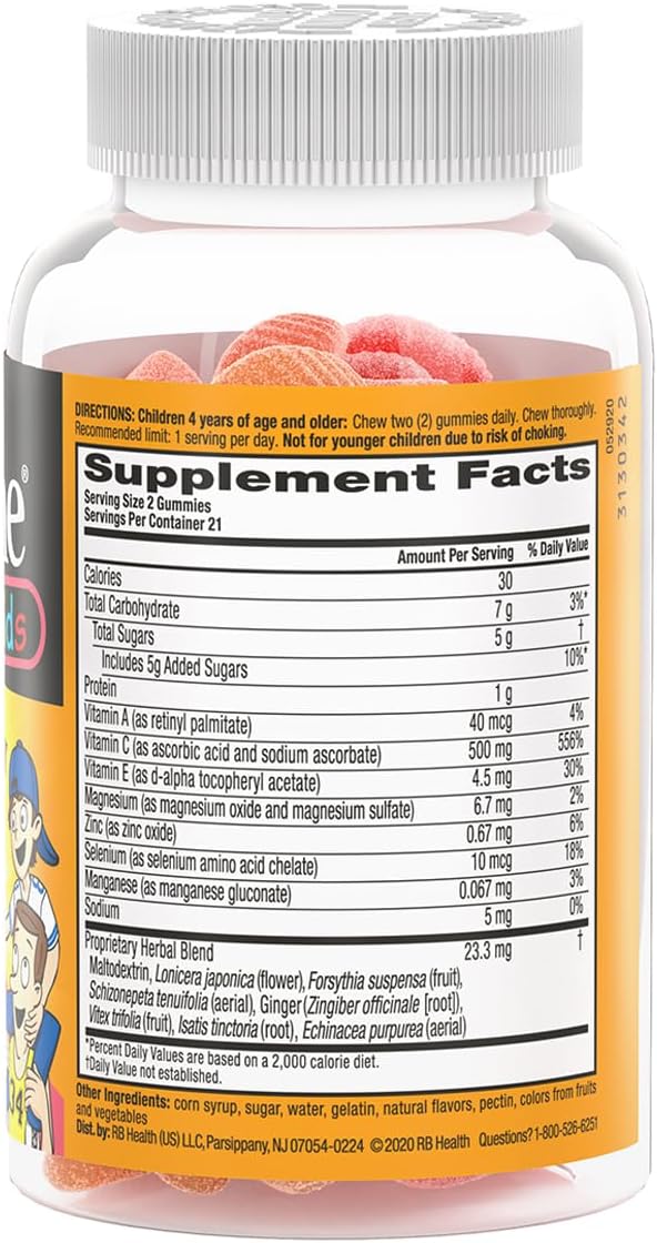 Airborne 500mg Vitamin C + Zinc Immune Support Gummies for Kids, Assorted Fruit Flavours, Gluten-free, 42 Gummies (6 Pack) - görsel 5