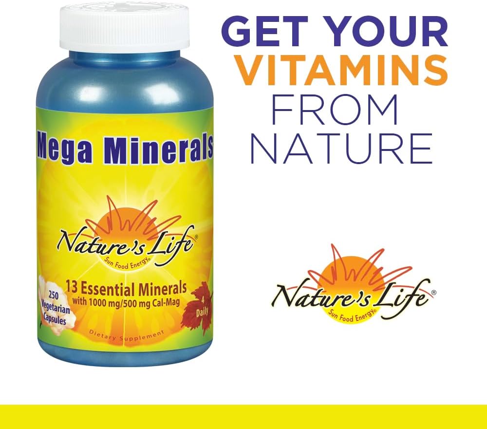 Nature's Life Mega Minerals Complex - Complete Multi Mineral with Vitamin D3 - 250 Vegetarian Capsules - görsel 5