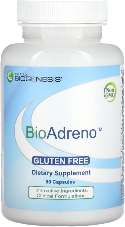 Nutra BioGenesis BioAdreno - Antioxidant Food Supplement with Bovine Adrenal Cortex, for Cellular Energy and Nervous System Support - 90 Capsules