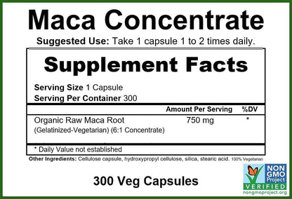 GreenPacks Organic Maca Root Concentrate (Gelatinised) - 300 Capsules